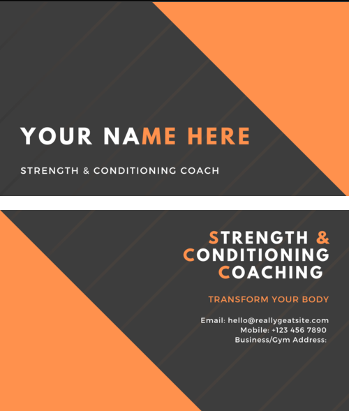 personal trainer networks business cards