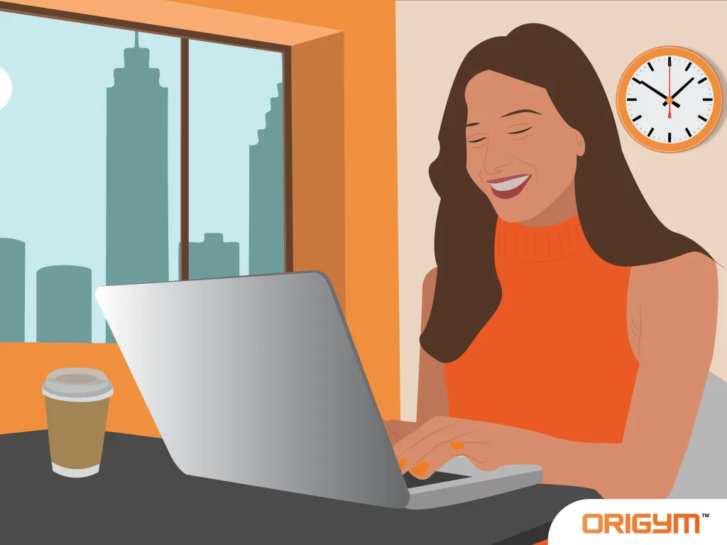 Woman Smiling Using Laptop