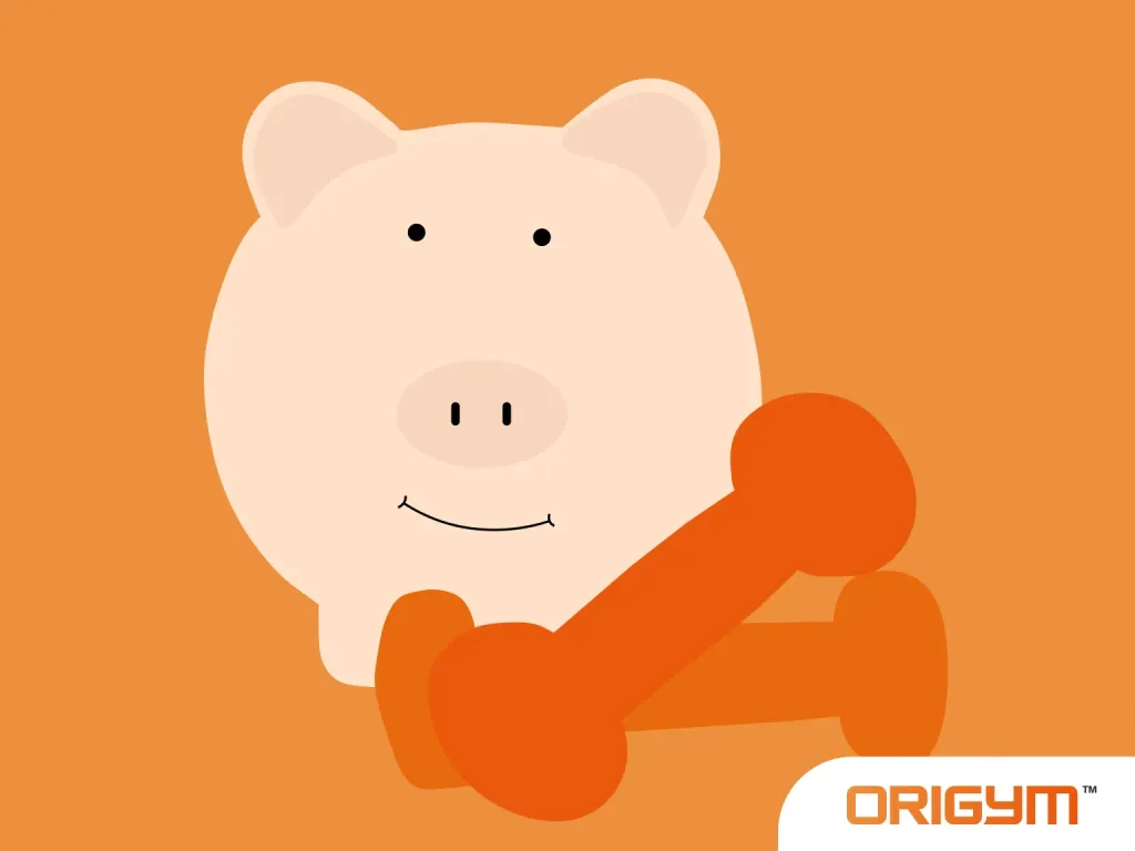 Piggy Bank Beside Light Weights