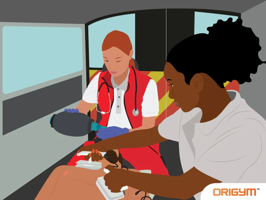 Two Female Paramedics Helping a Patient