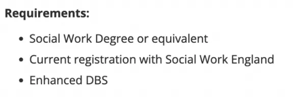 List of social work duties and qualifications, outlining responsibilities in jobs that help people