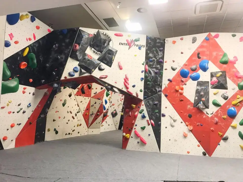 Section of Climbing Walls and Tunnel in Ballroom Climbing Wall
