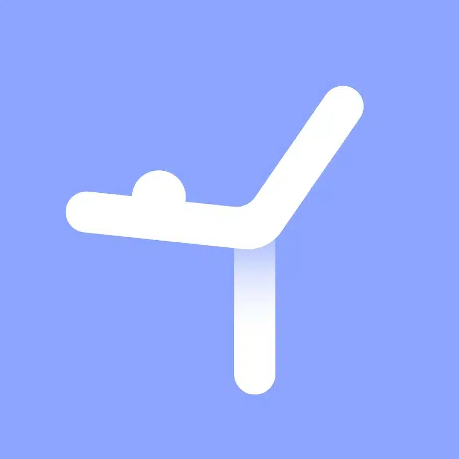 Daily Yoga Free App Logo of a Lilac Background With a White Silhouette of a Person Performing Yoga