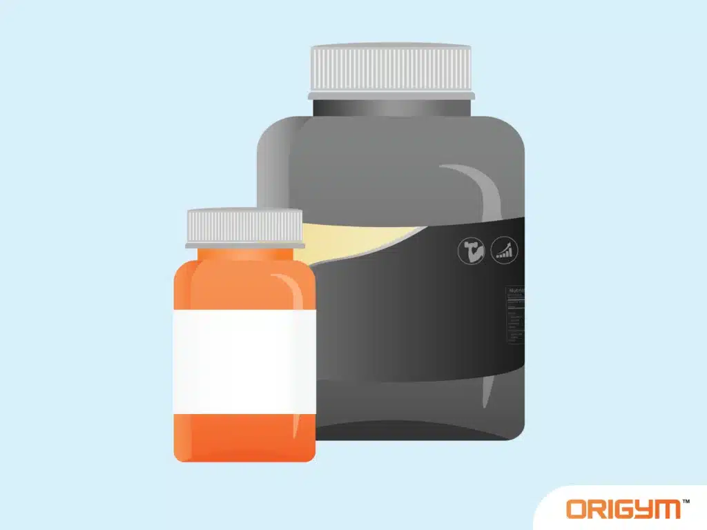 Graphic of a Large and Small Bottle of Taurine Capsules