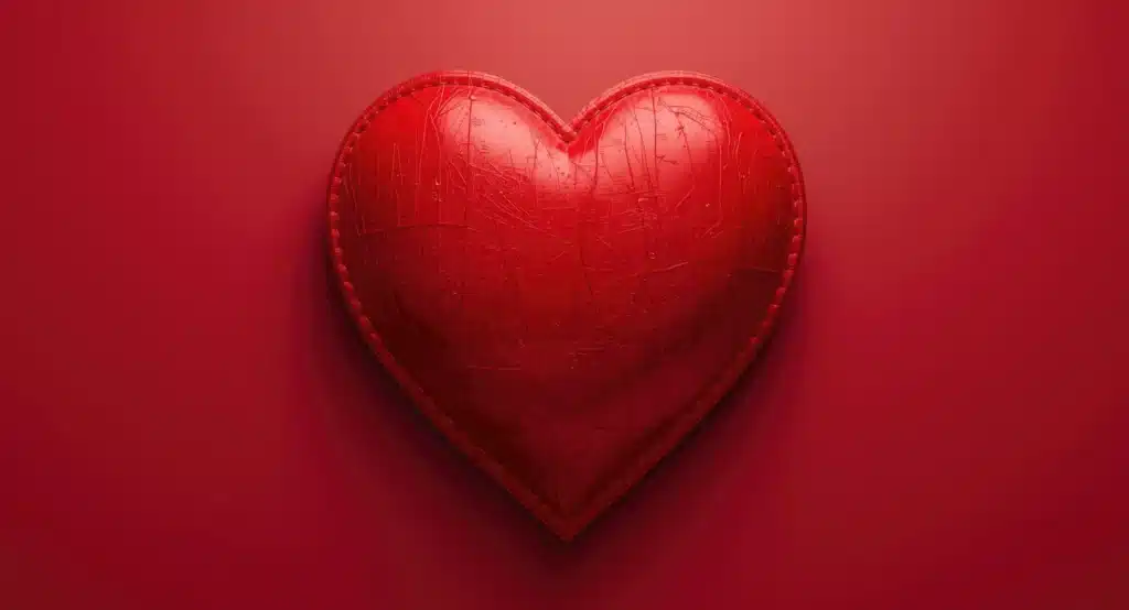 Close Up Image of a Red Valentine's Heart Against a Red Background
