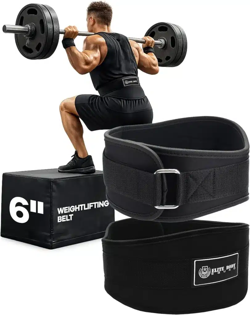 Screenshot of the Elite Body Squad Weightlifting Belt Also Demonstrating a Male Wearing It While Weightlifting
