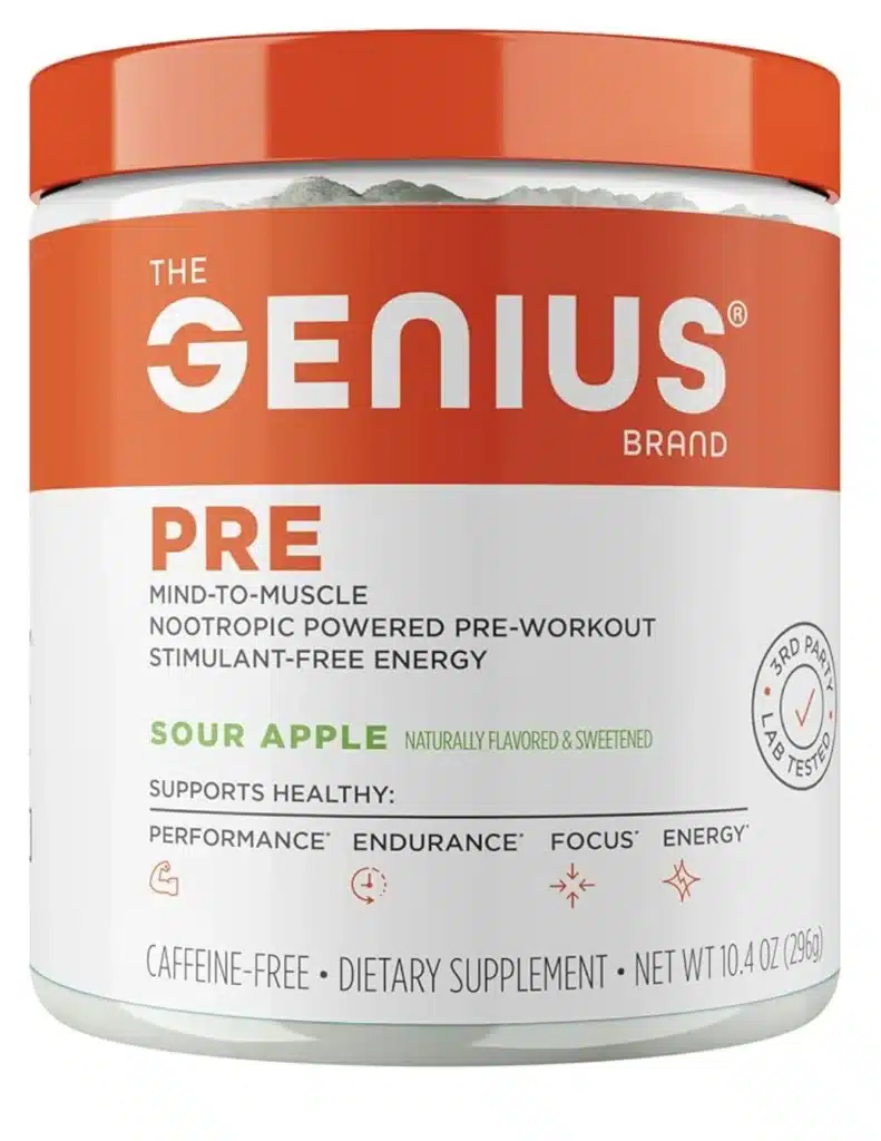 Screenshot of a Tub of The Genius Brand Pre-Workout Supplement