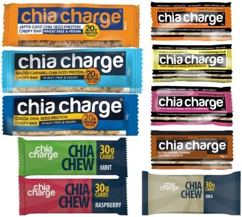 Screenshot Showing a Set of 10 Different Flavours of Chia Charge Cereal Bars