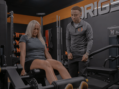 OriGym tutor and student in personal training workshop OriGym tutor and student in personal training workshop
