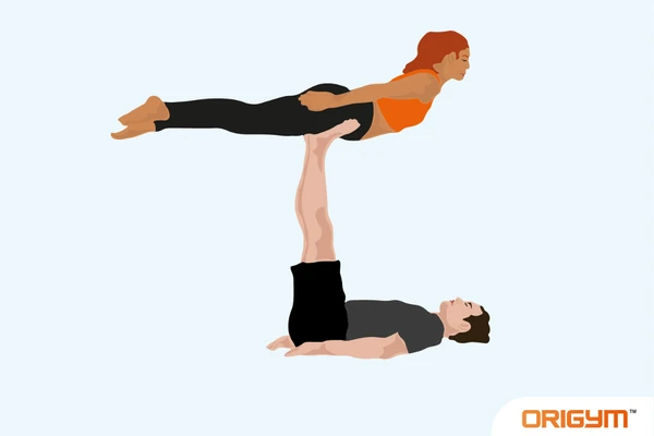 Graphic of Two People Performing Flying Superman Yoga Pose