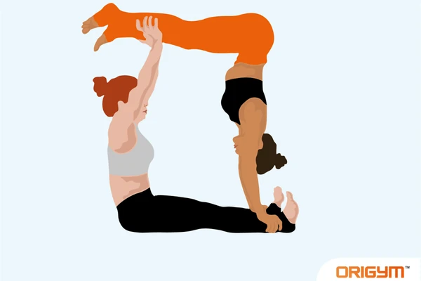 Graphic of Two People Performing Square Yoga Pose