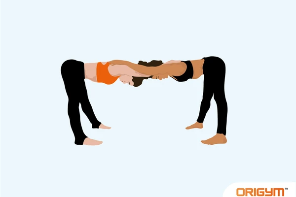 Graphic of Two People Performing Temple Yoga Pose