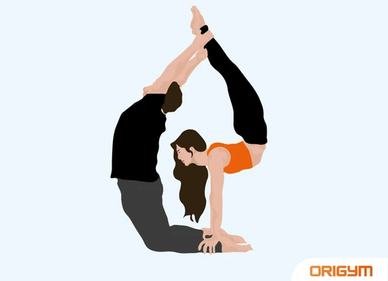 Graphic of Two People Performing Wheel Yoga Pose